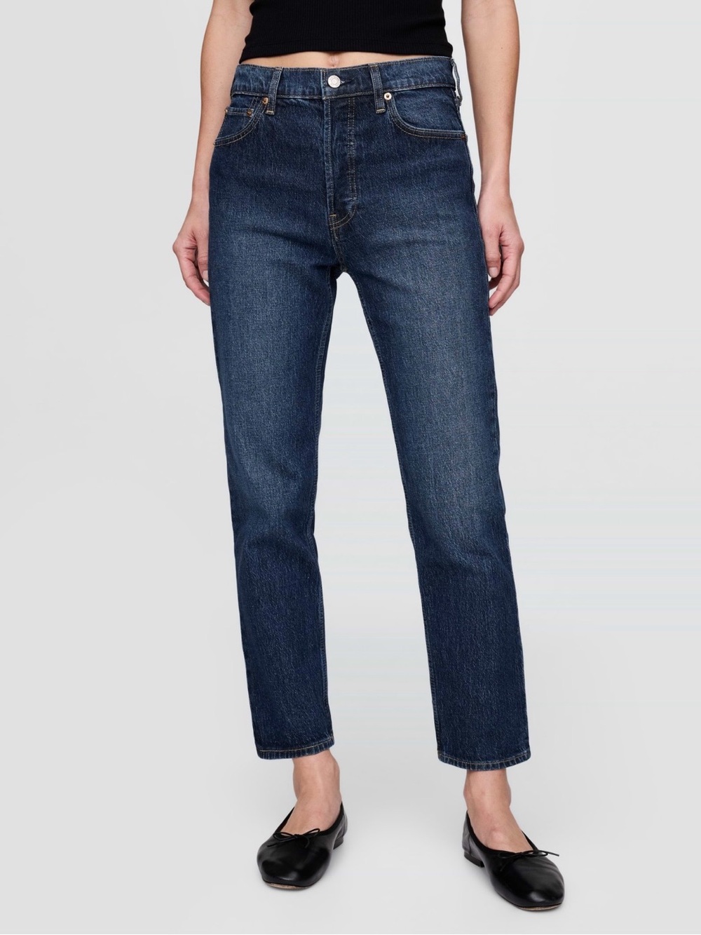 Gap High Rise Cheeky Straight Jeans in Dark Indigo